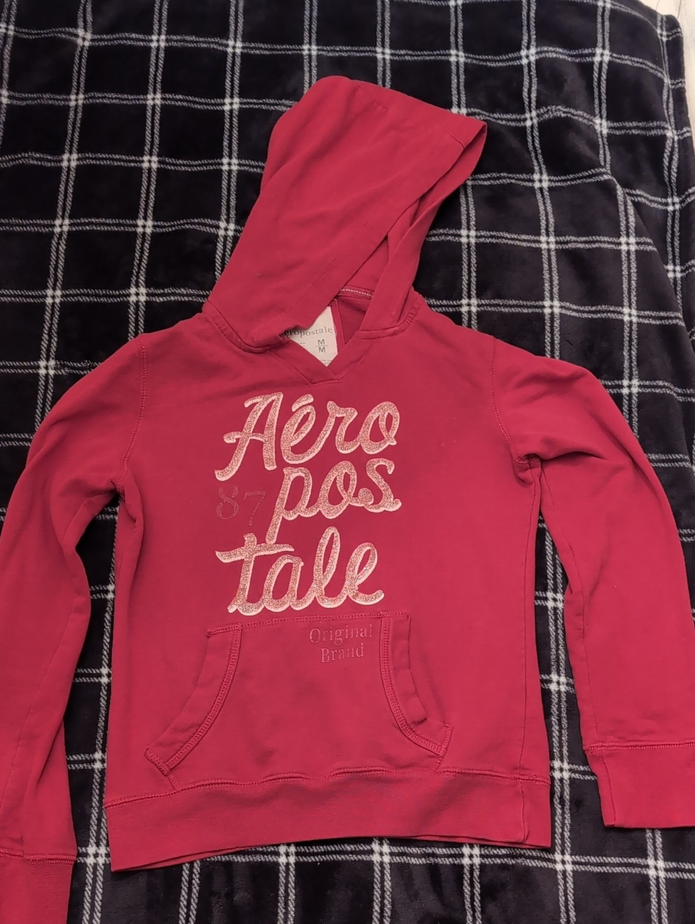Aeropostale Red Hooded Sweatshirt with Script Logo